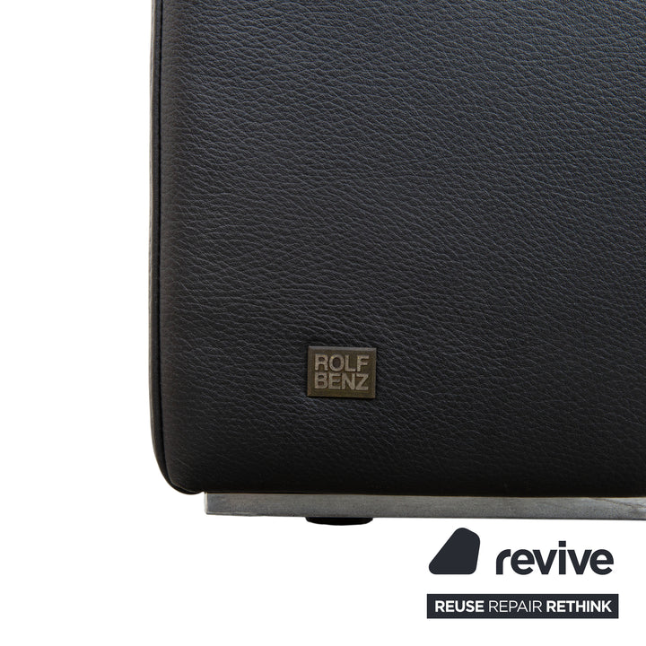 Rolf Benz EGO Fauteuil en cuir noir, fonction manuelle, dossier haut