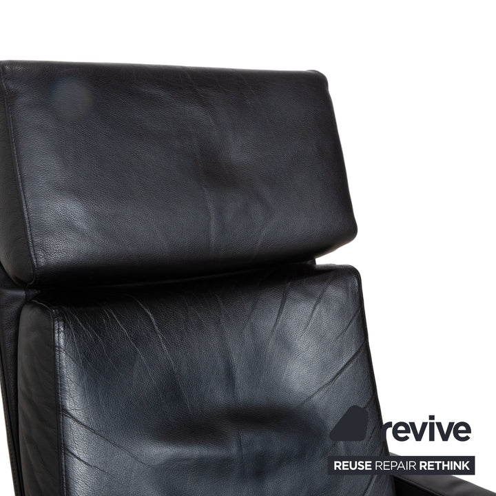 Rolf Benz EGO Fauteuil en cuir noir fonction manuelle dossier haut