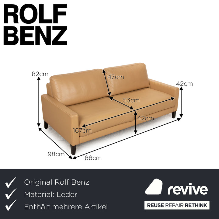 Rolf Benz Ego Leather Sofa Set Cream Two-Seater Armchair Stool Sofa Couch