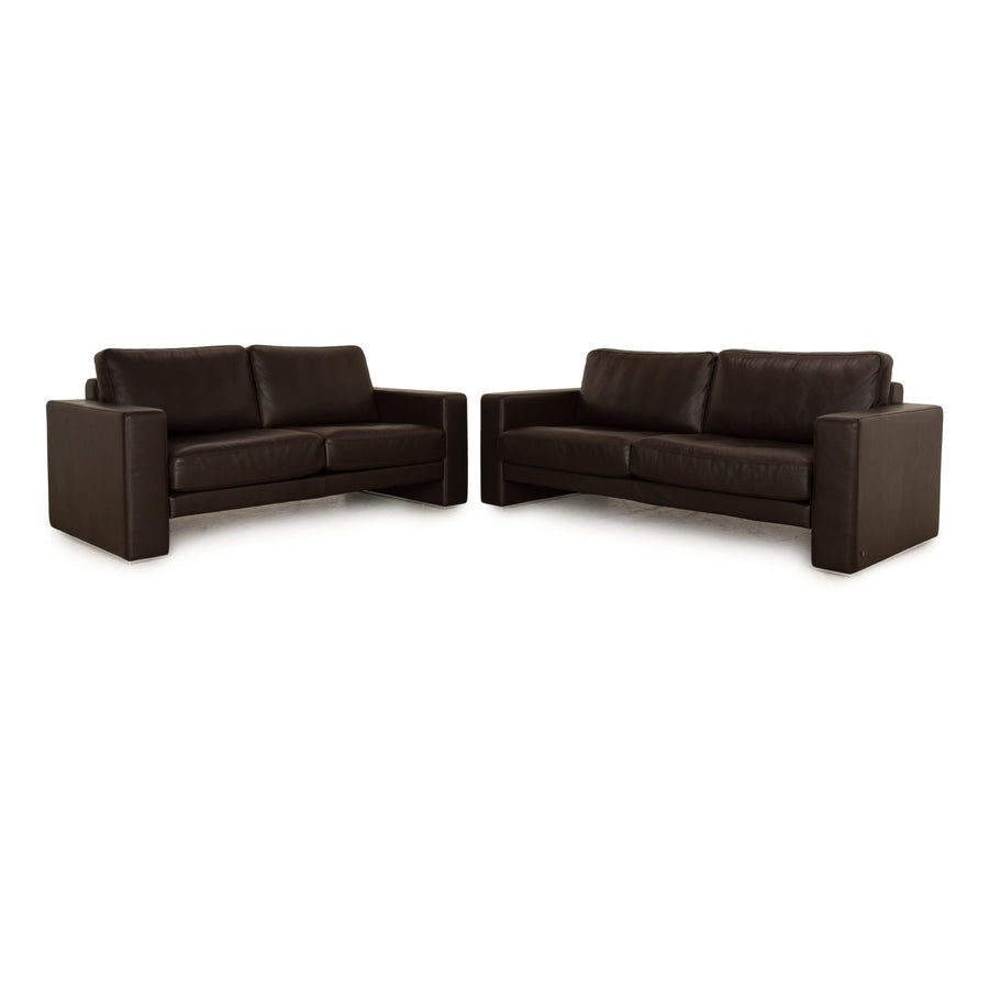 Rolf Benz EGO leather sofa set dark brown three-seater sofa couch