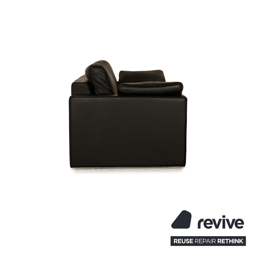 Rolf Benz Ego Leather Sofa Set Black Two Seater Stool Couch