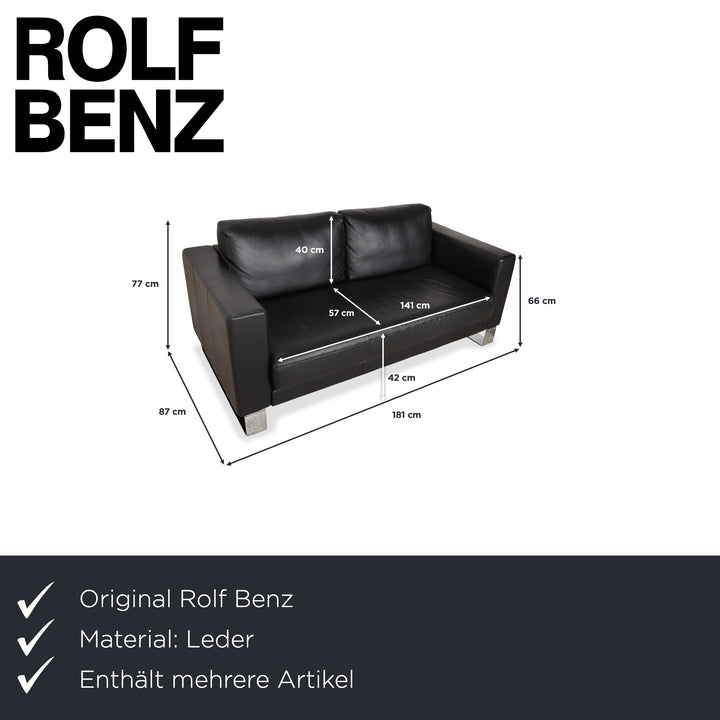 Canapé deux places Rolf Benz Ego en cuir noir