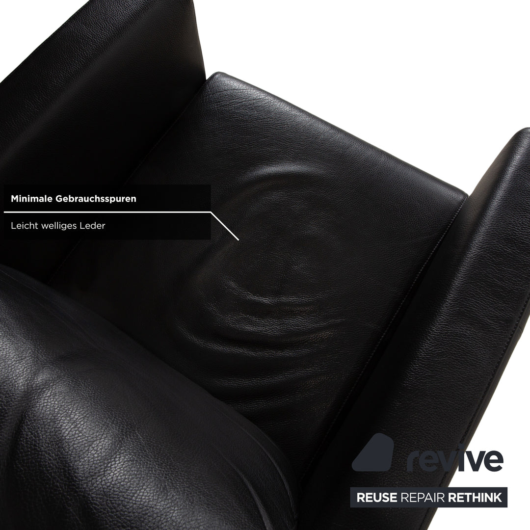 Rolf Benz Ego Leather Two-Seater 2x Armchair Black Sofa Couch