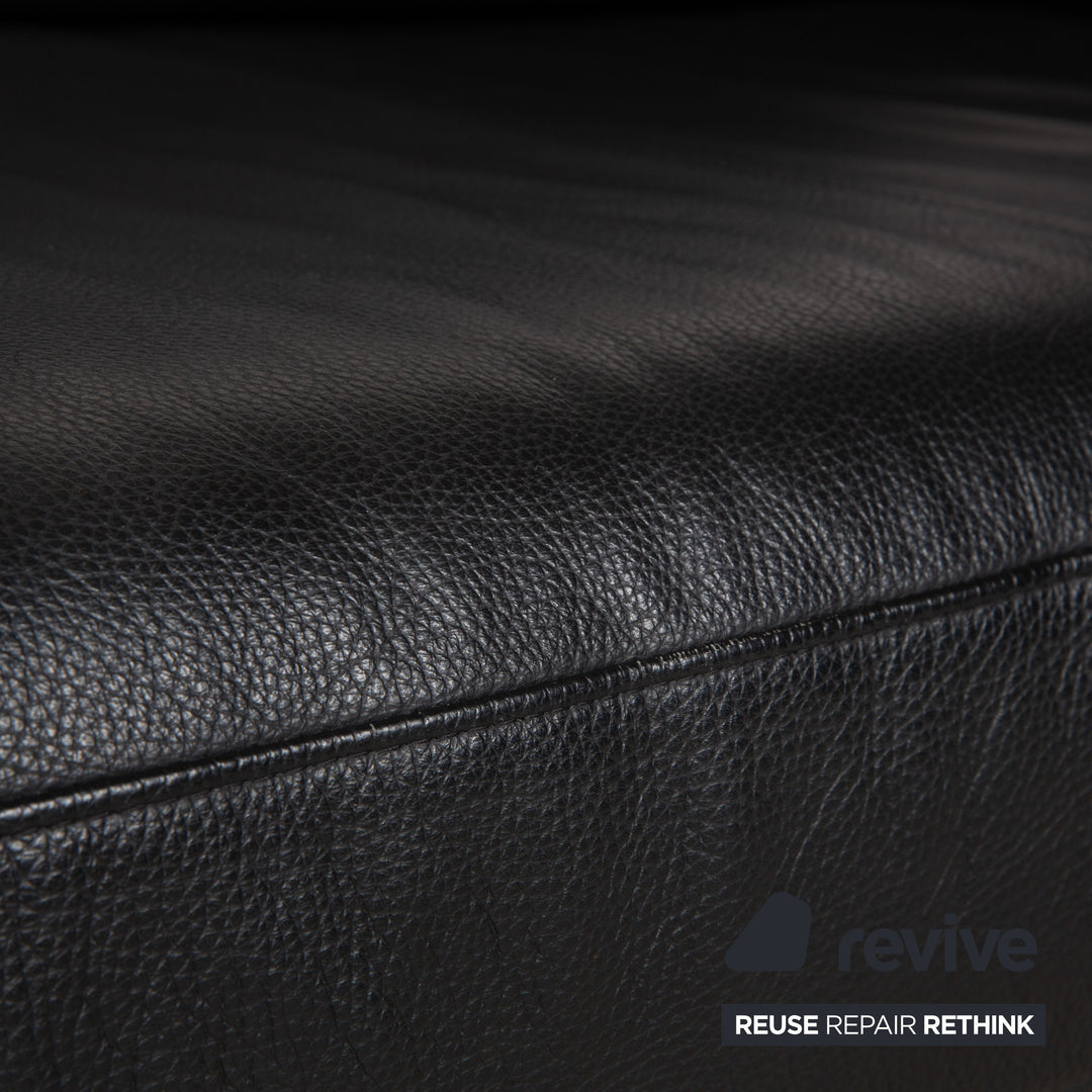 Rolf Benz Ego Leather Two-Seater 2x Armchair Black Sofa Couch