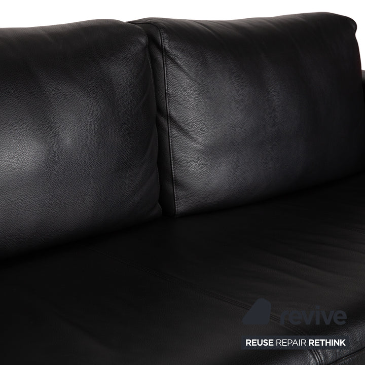 Rolf Benz Ego Leather Two-Seater 2x Armchair Black Sofa Couch