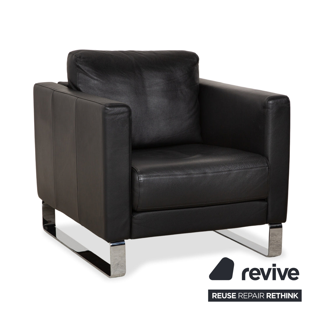 Rolf Benz Ego Leder Zweisitzer 2x Sessel Schwarz Sofa Couch