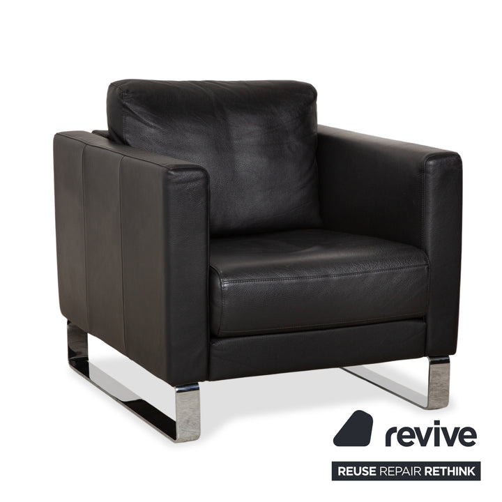 Rolf Benz Ego Leder Zweisitzer 2x Sessel Schwarz Sofa Couch