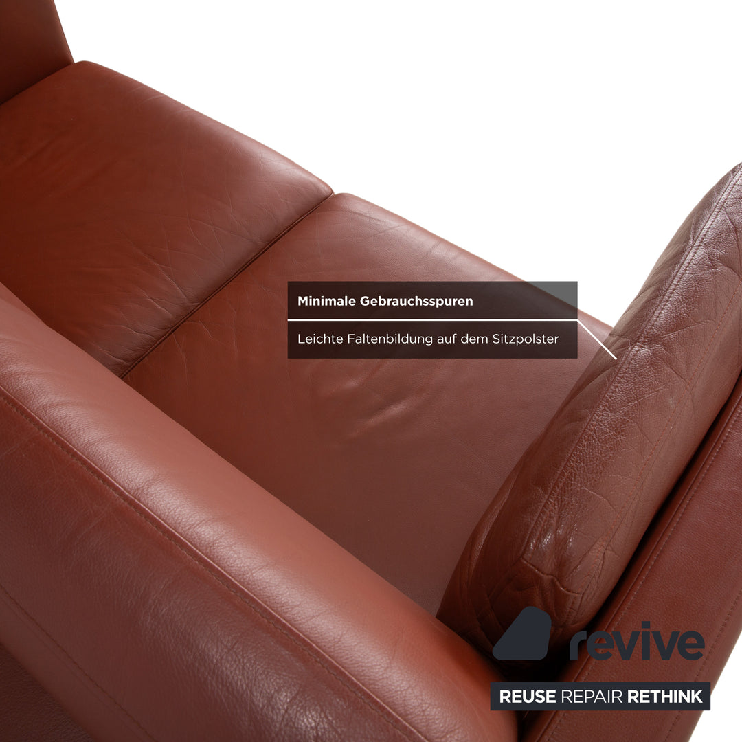 Rolf Benz Ego Leather Two-Seater Brown Sofa Couch