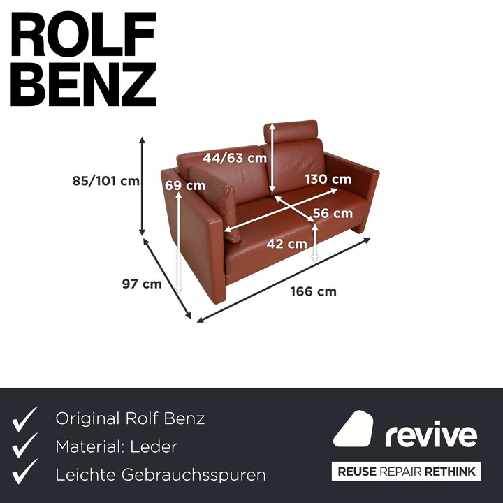 Rolf Benz Ego Leather Two-Seater Brown Sofa Couch