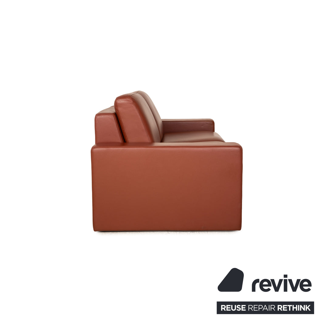 Rolf Benz Ego leather two-seater red brown sofa couch