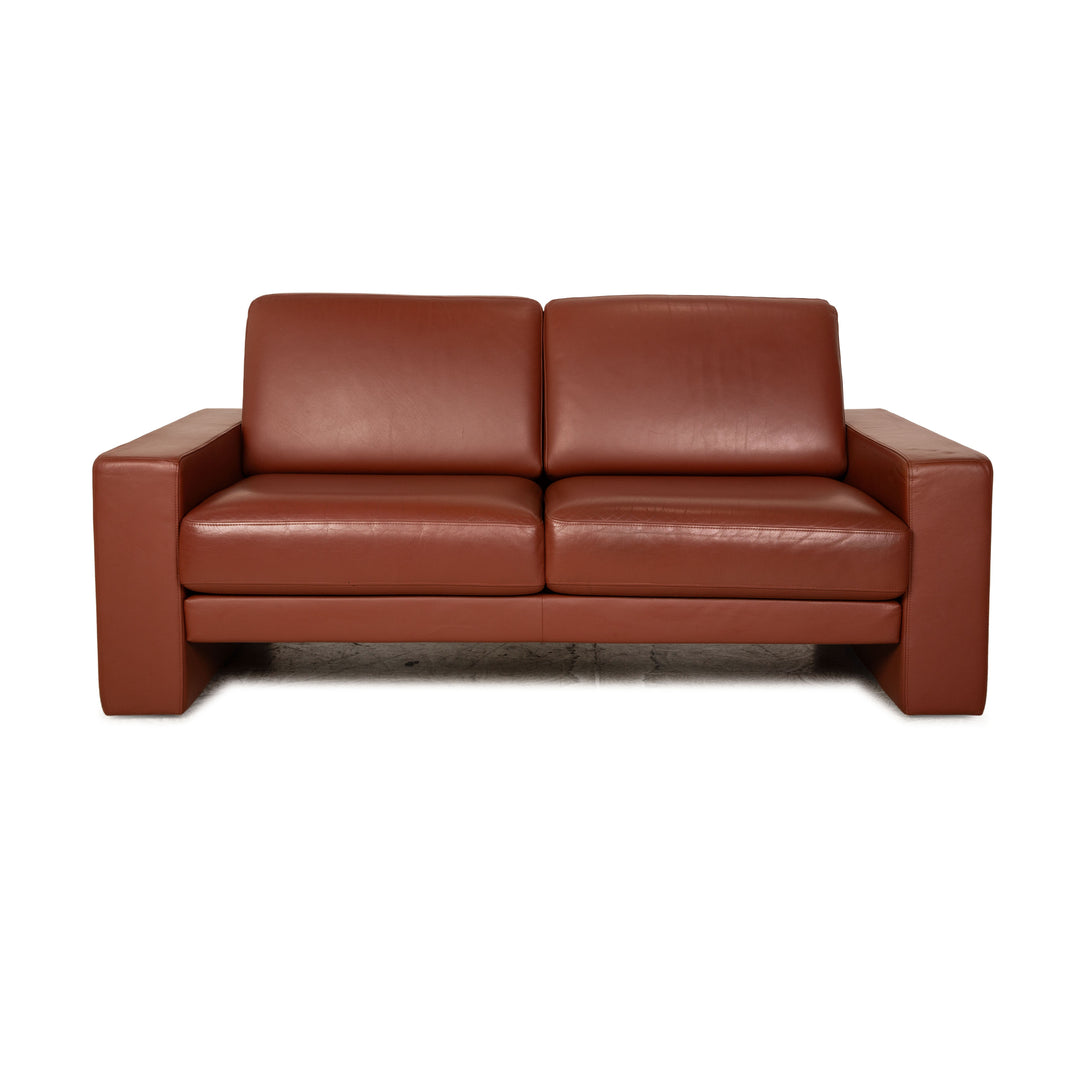Rolf Benz Ego leather two-seater red brown sofa couch