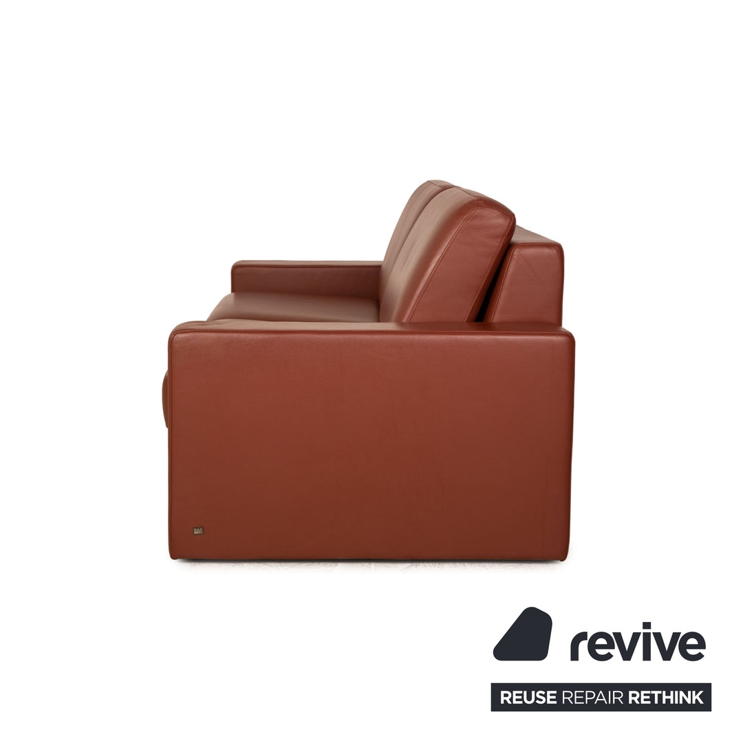 Rolf Benz Ego leather two-seater red brown sofa couch