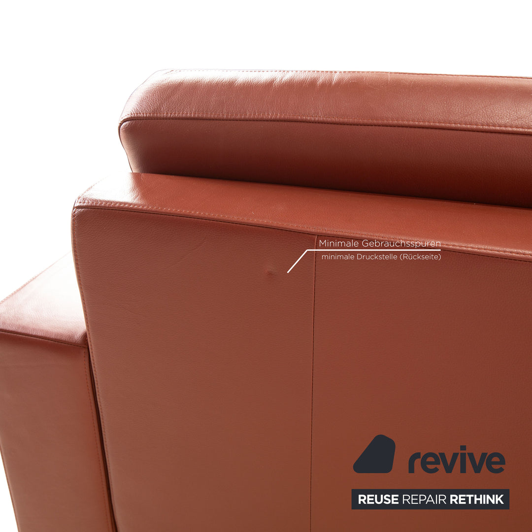 Rolf Benz Ego leather two-seater red brown sofa couch