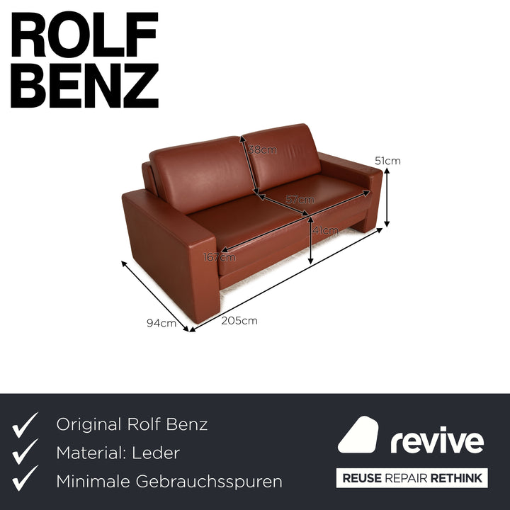 Rolf Benz Ego leather two-seater red brown sofa couch