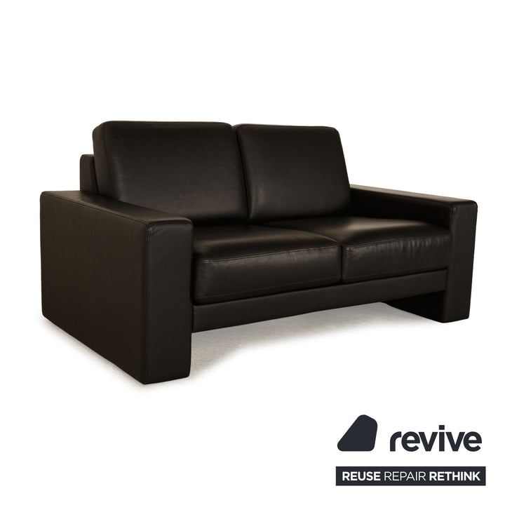 Rolf Benz EGO Leather Two Seater Black Sofa Couch