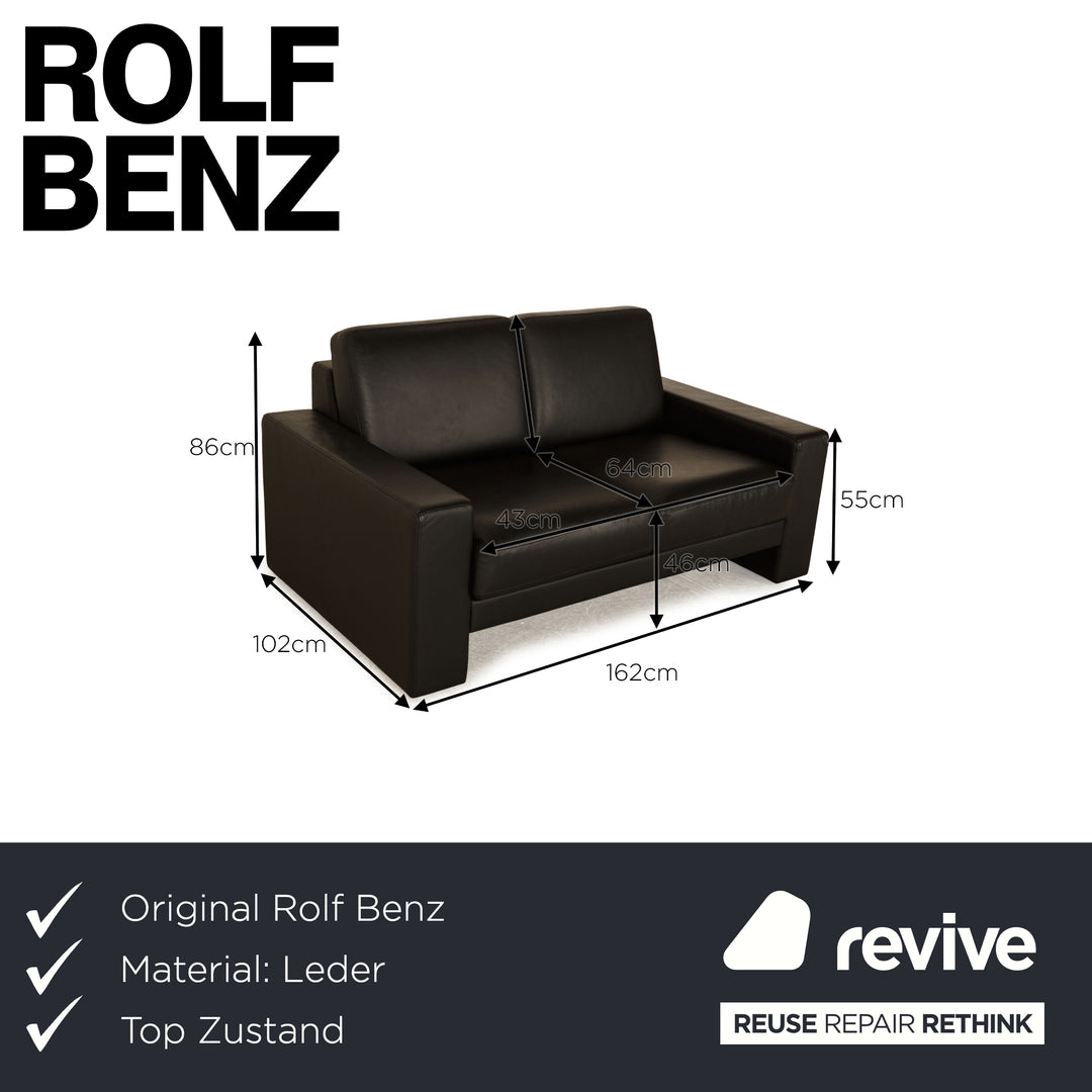 Rolf Benz EGO Leder Zweisitzer Schwarz Sofa Couch