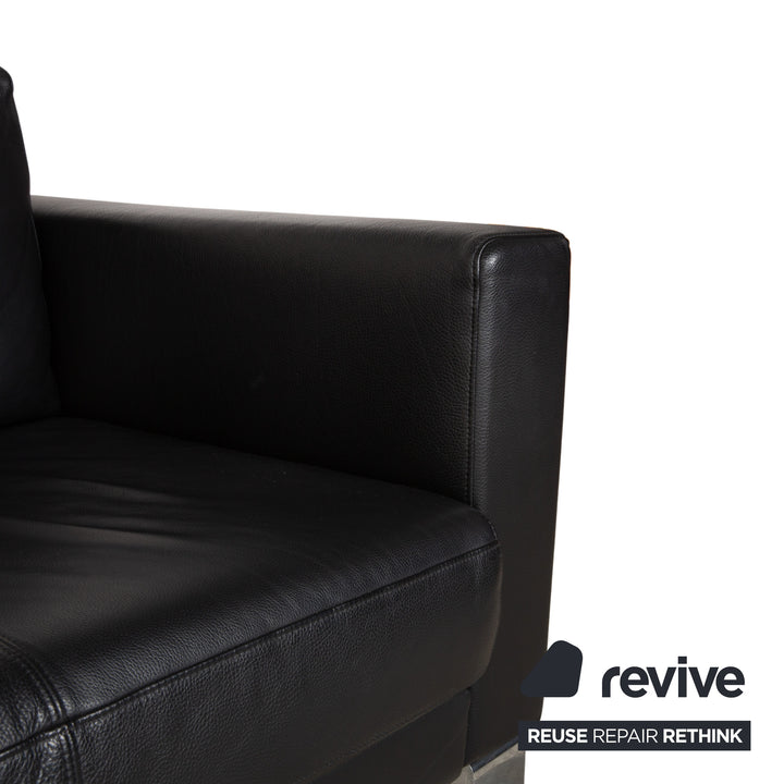 Rolf Benz Ego Leather Two Seater Black Sofa Couch