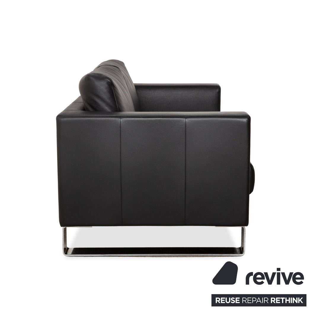 Rolf Benz Ego Leather Two Seater Black Sofa Couch