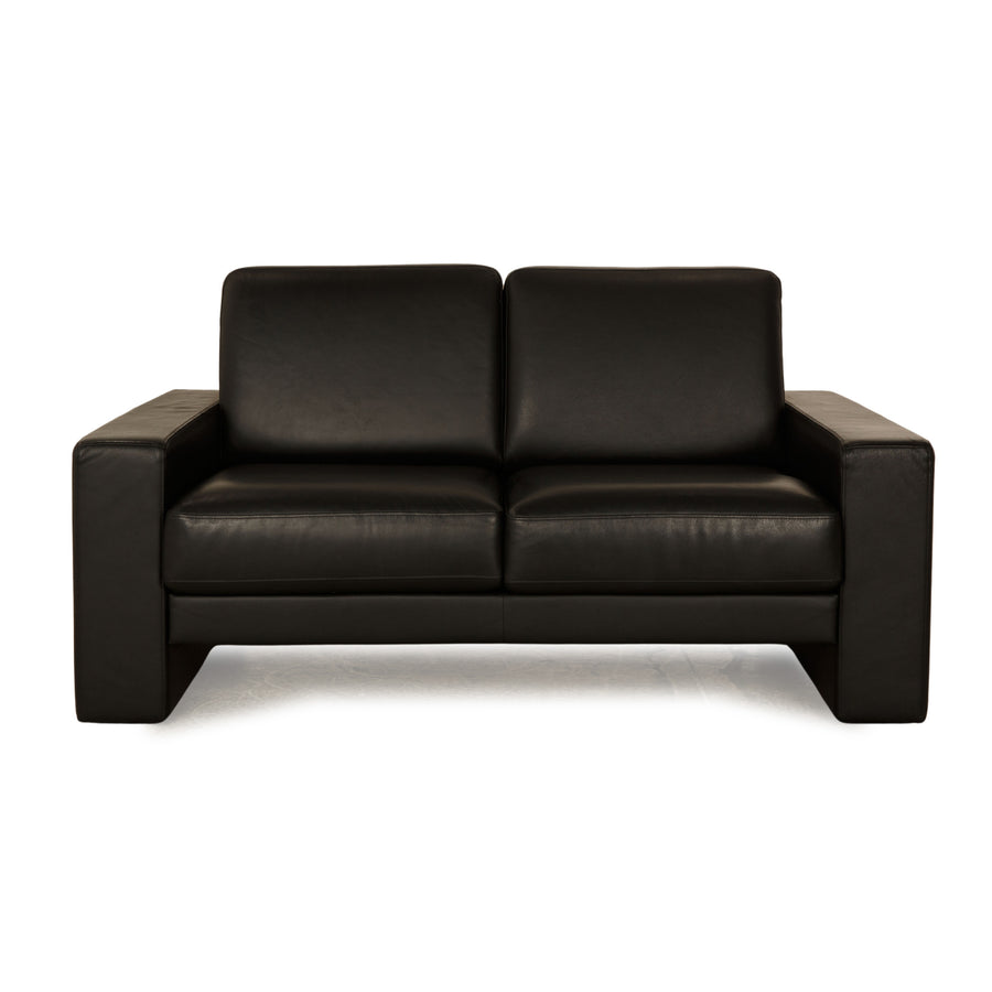 Rolf Benz EGO Leather Two Seater Black Sofa Couch