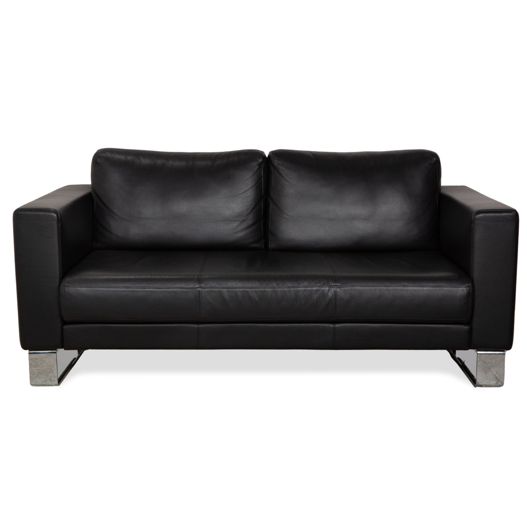 Rolf Benz Ego Leather Two Seater Black Sofa Couch