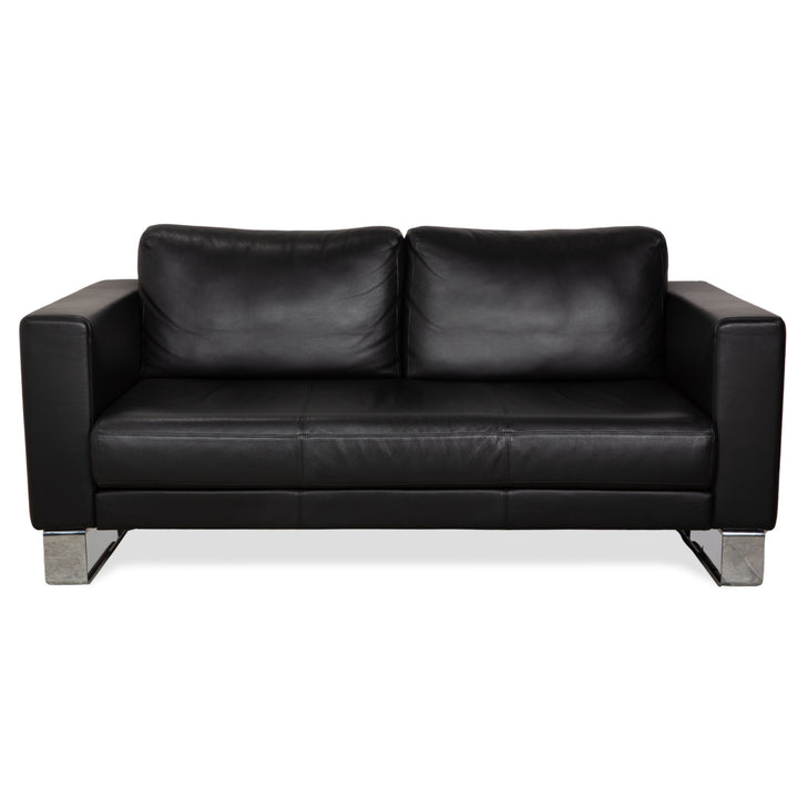 Rolf Benz Ego Leather Two Seater Black Sofa Couch