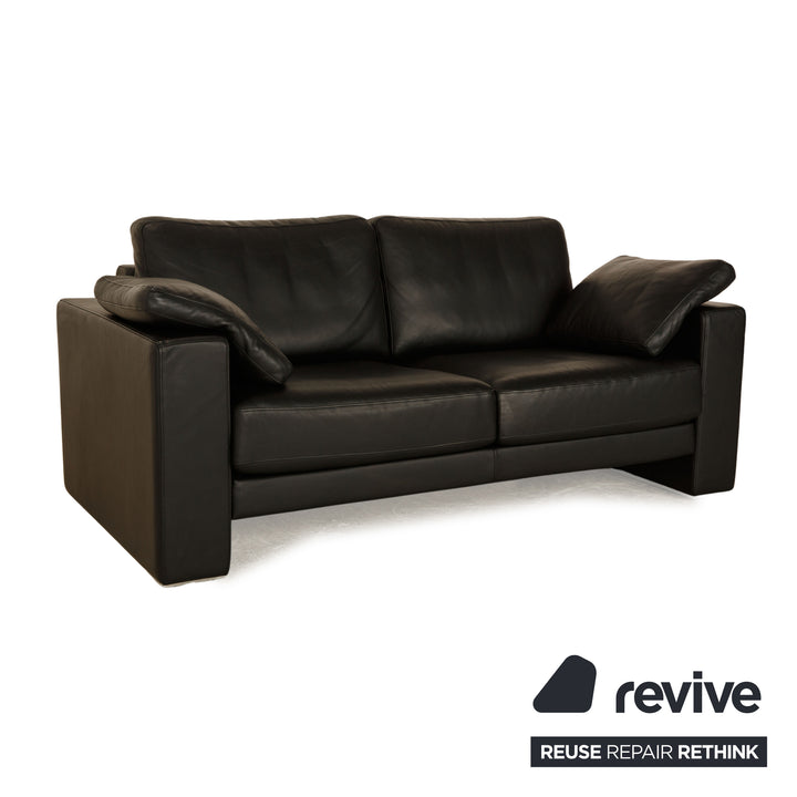 Rolf Benz Ego Leather Two Seater Black Sofa Couch