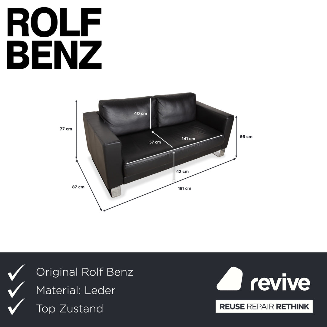 Rolf Benz Ego Leder Zweisitzer Schwarz Sofa Couch