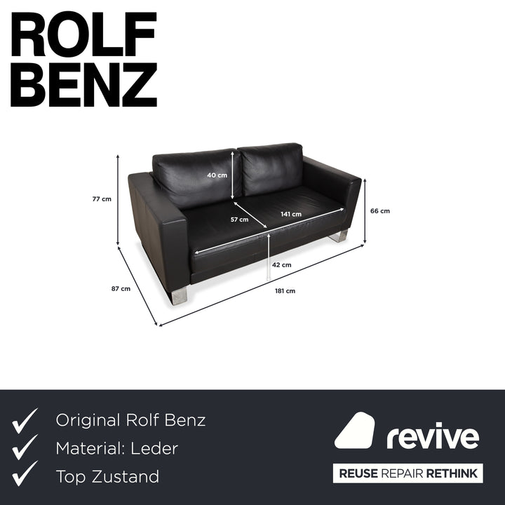 Rolf Benz Ego Leder Zweisitzer Schwarz Sofa Couch