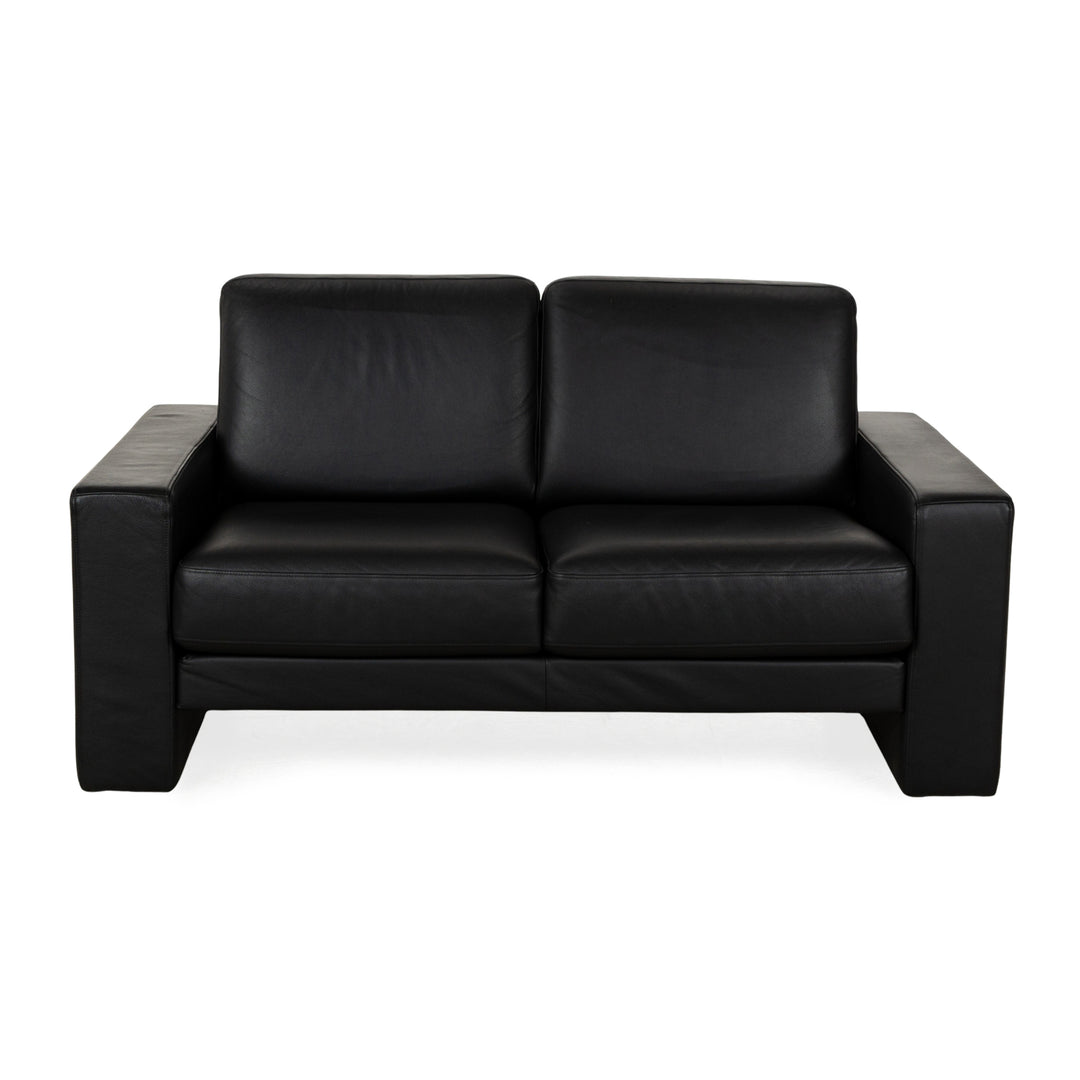 Rolf Benz Ego Leather Two-Seater Black Sofa Couch manual function