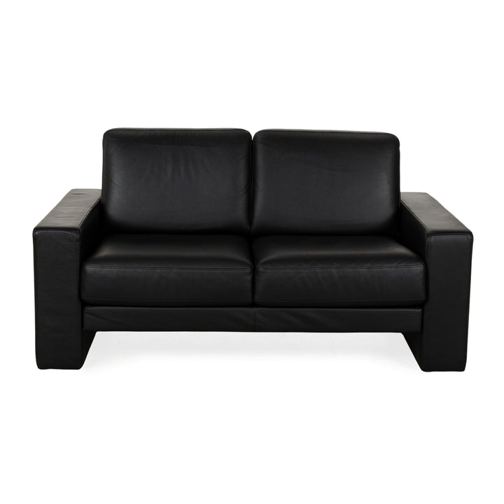 Rolf Benz Ego Leather Two-Seater Black Sofa Couch manual function