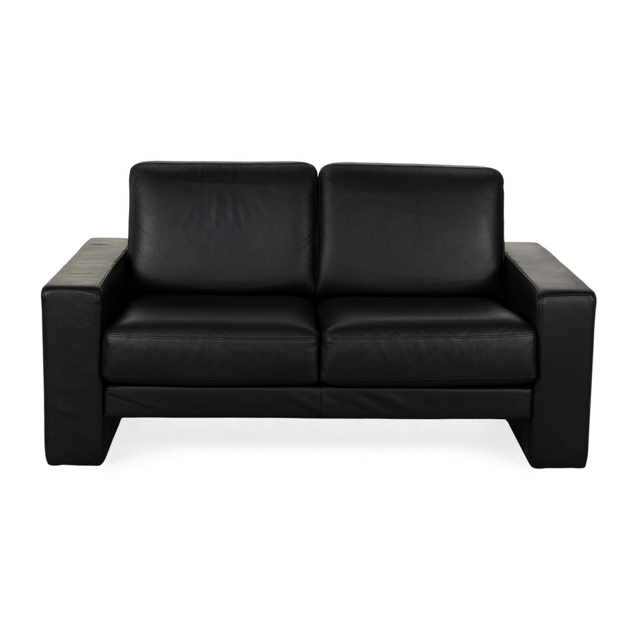 Rolf Benz Ego Leather Two-Seater Black Sofa Couch manual function