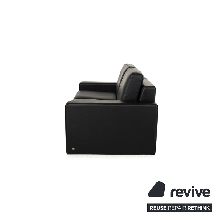 Rolf Benz Ego Leather Two-Seater Black Sofa Couch manual function