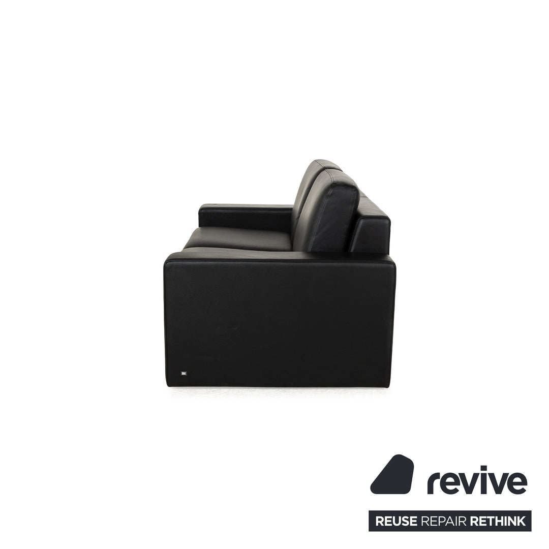 Rolf Benz Ego Leather Two-Seater Black Sofa Couch manual function