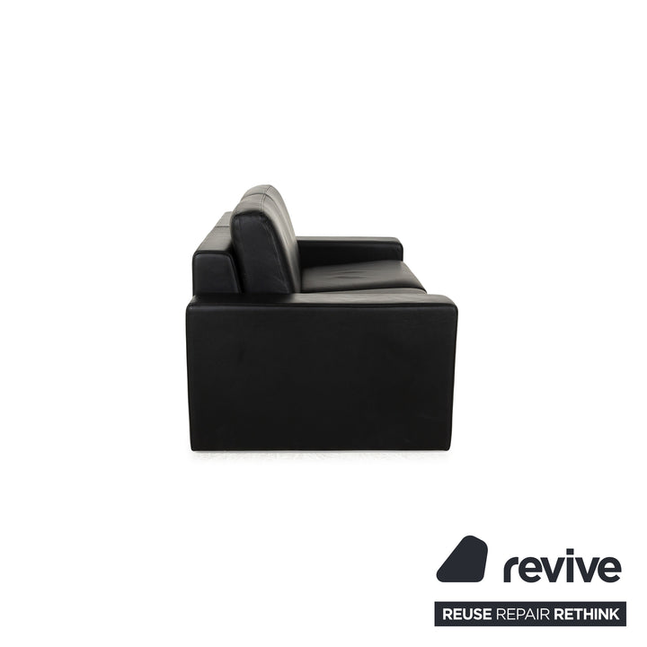 Rolf Benz Ego Leather Two-Seater Black Sofa Couch manual function