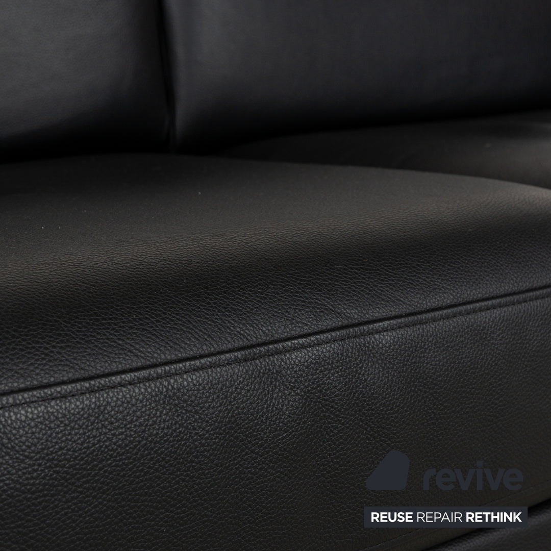 Rolf Benz Ego Leather Two-Seater Black Sofa Couch manual function