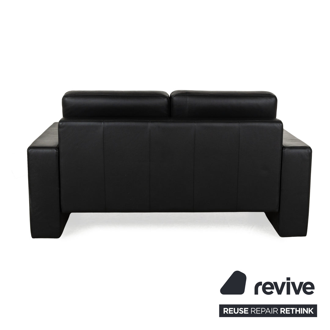 Rolf Benz Ego Leather Two-Seater Black Sofa Couch manual function