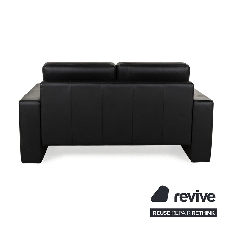 Rolf Benz Ego Leather Two-Seater Black Sofa Couch manual function
