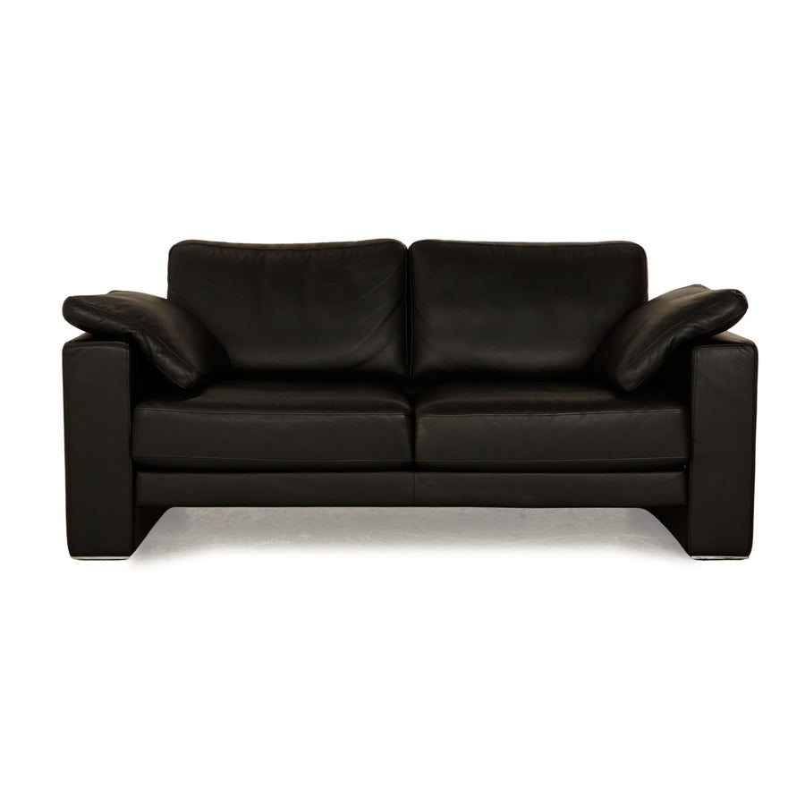 Rolf Benz Ego Leather Two Seater Black Sofa Couch