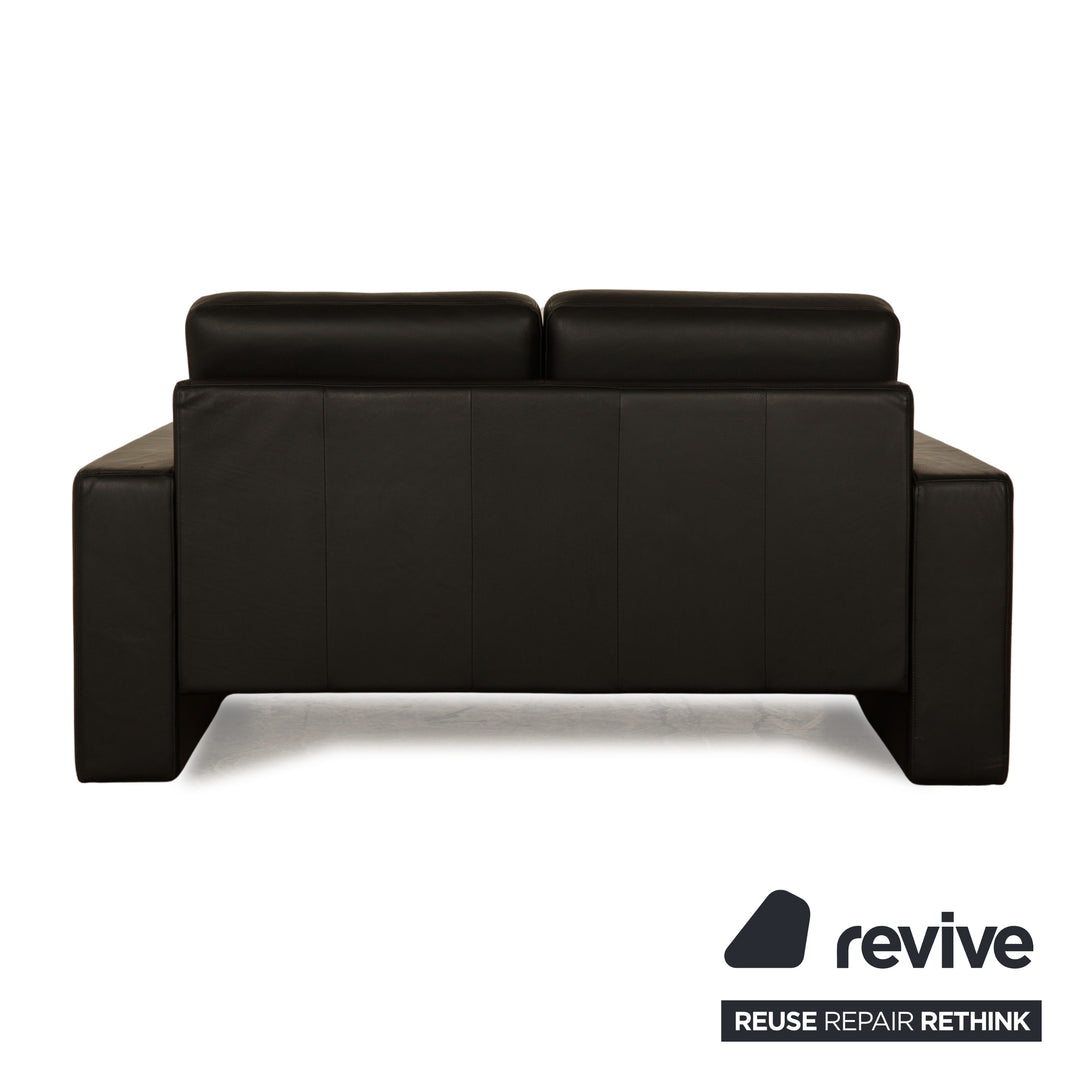 Rolf Benz EGO Leather Two Seater Black Sofa Couch