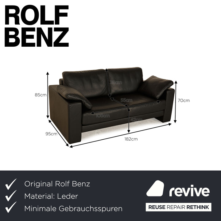 Rolf Benz Ego Leather Two Seater Black Sofa Couch