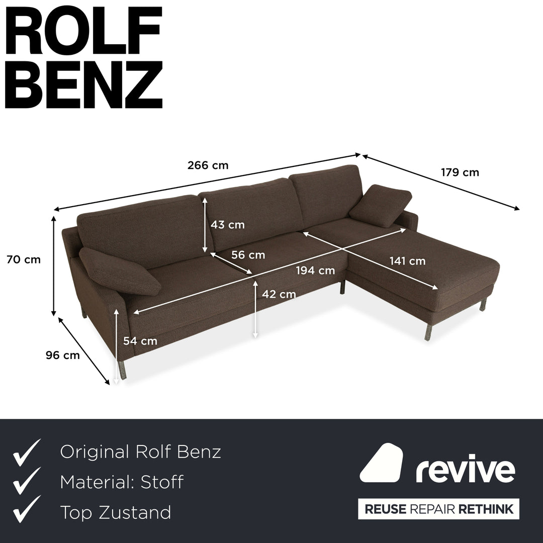 Rolf Benz Ego Stoff Ecksofa Grau Braun Récamière rechts Sofa Couch