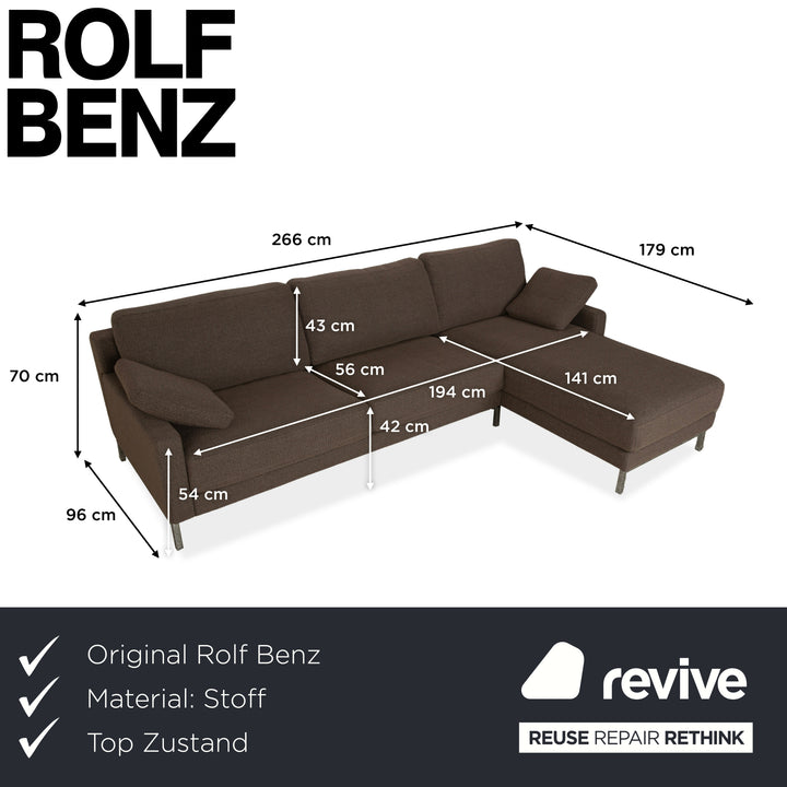 Rolf Benz Ego Stoff Ecksofa Grau Braun Récamière rechts Sofa Couch