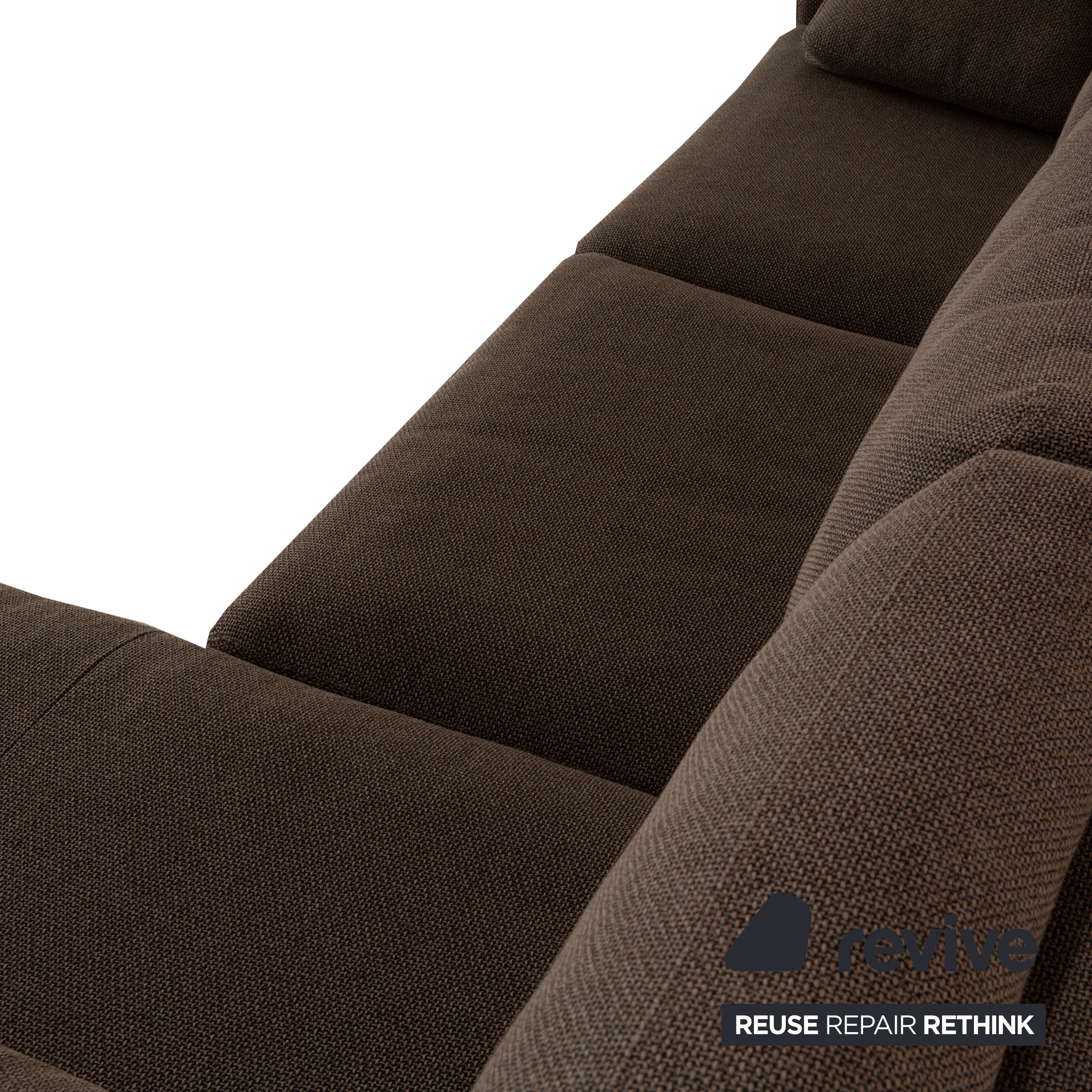 Canapé d'angle en tissu Rolf Benz Ego gris marron méridienne droite
