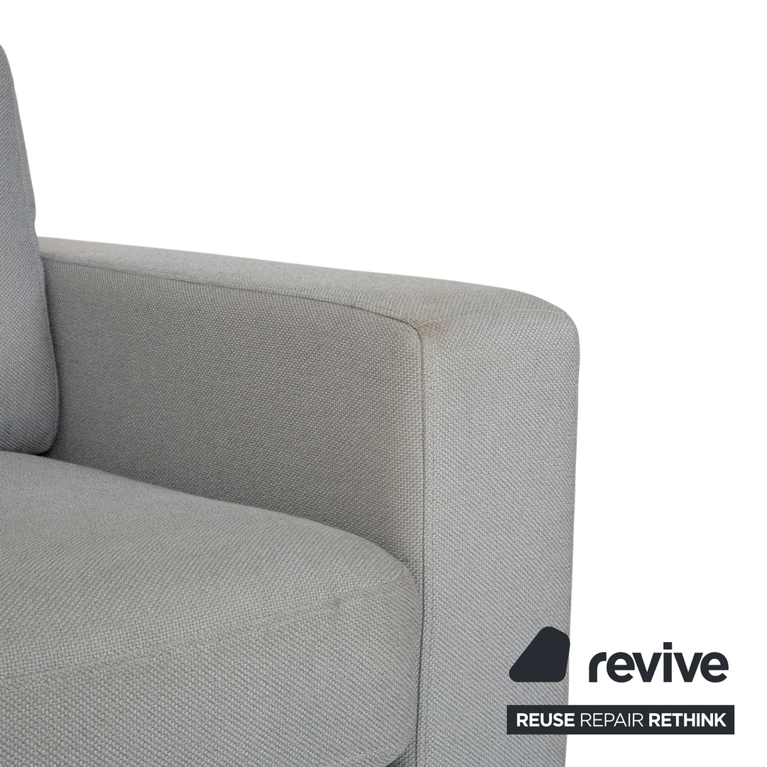 Rolf Benz EGO fabric armchair blue light grey headrest