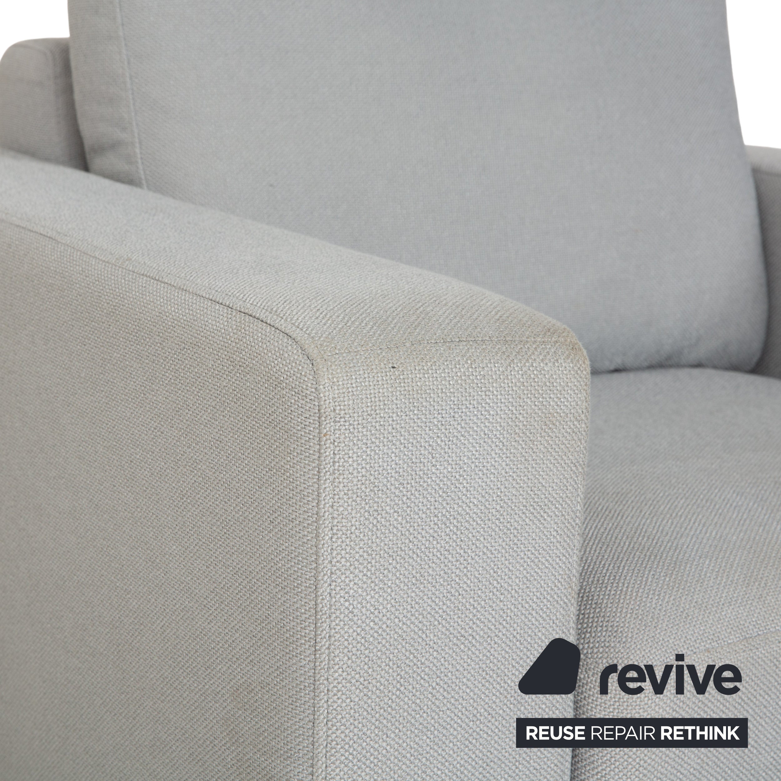 Rolf Benz EGO Stoff Sessel Blau Hellgrau Kopfstütze