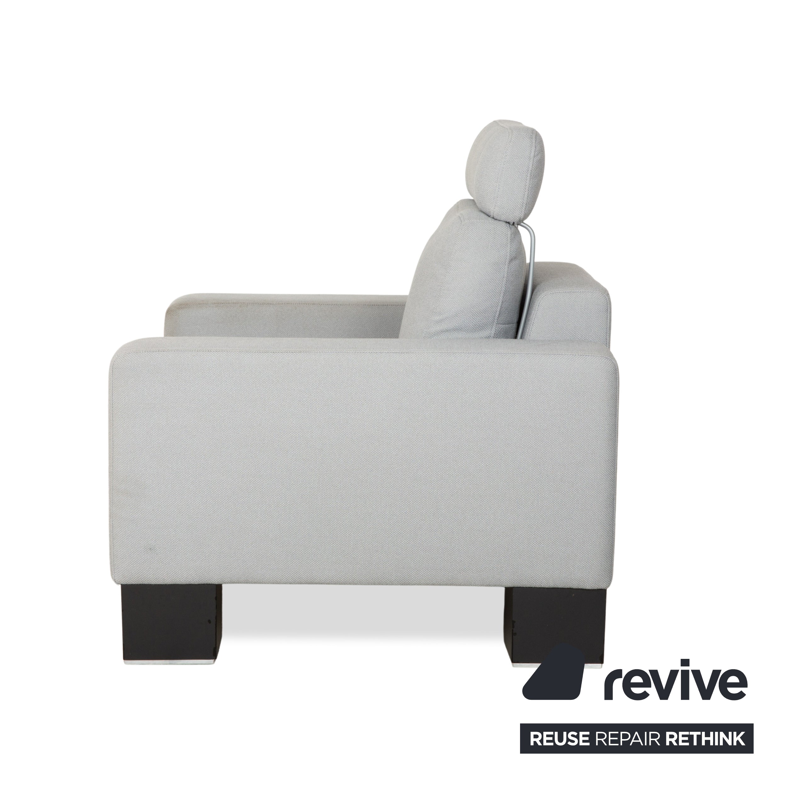 Rolf Benz EGO Stoff Sessel Blau Hellgrau Kopfstütze