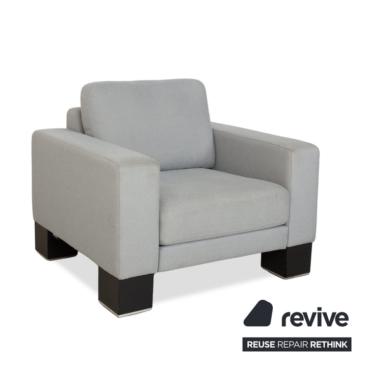 Rolf Benz EGO fabric armchair blue light grey headrest