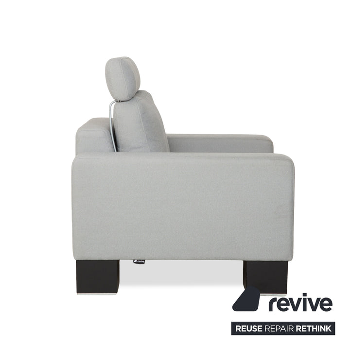 Rolf Benz EGO fabric armchair blue light grey headrest