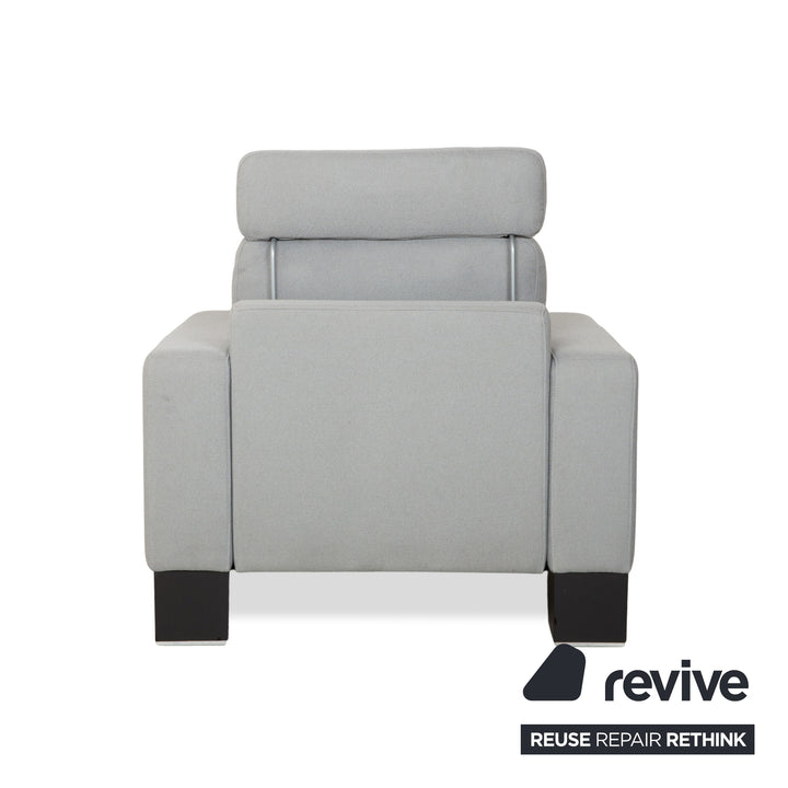 Rolf Benz EGO fabric armchair blue light grey headrest