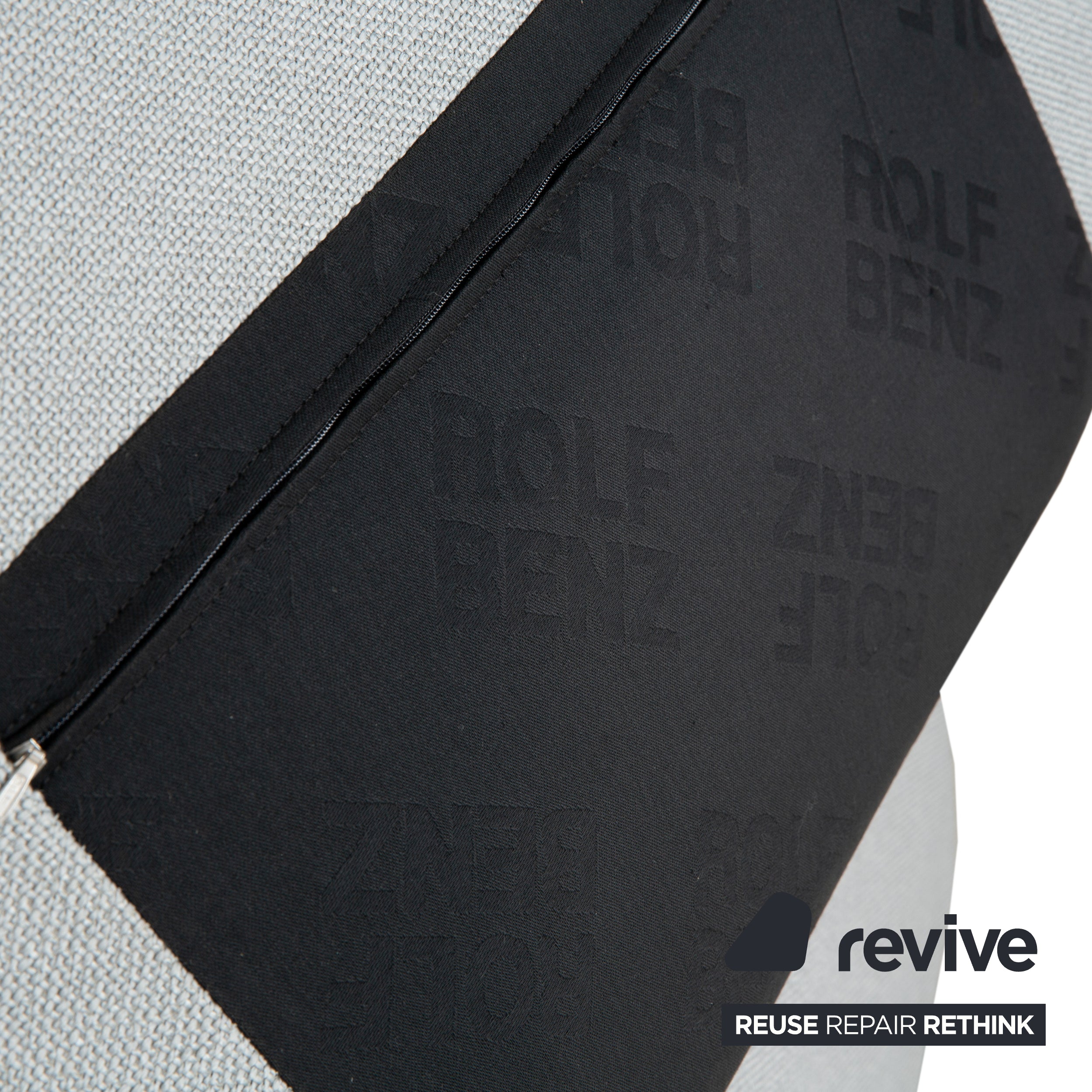 Rolf Benz EGO Stoff Sessel Blau Hellgrau Kopfstütze